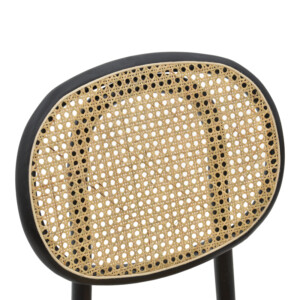 Καρέκλα στοιβαζόμενη Zoel pakoworld μαύρο ξύλο οξιάς-φυσικό rattan 45x52x82εκ-263-000031