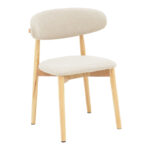 Καρέκλα Ubene pakoworld rubberwood και ύφασμα σε φυσική και μπεζ απόχρωση 46x58x79εκ-263-000050