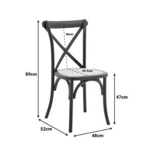 Καρέκλα Dylon pakoworld στοιβαζόμενη μαύρο ξύλο οξιάς-έδρα φυσικό rattan 48x52x89εκ-263-000054