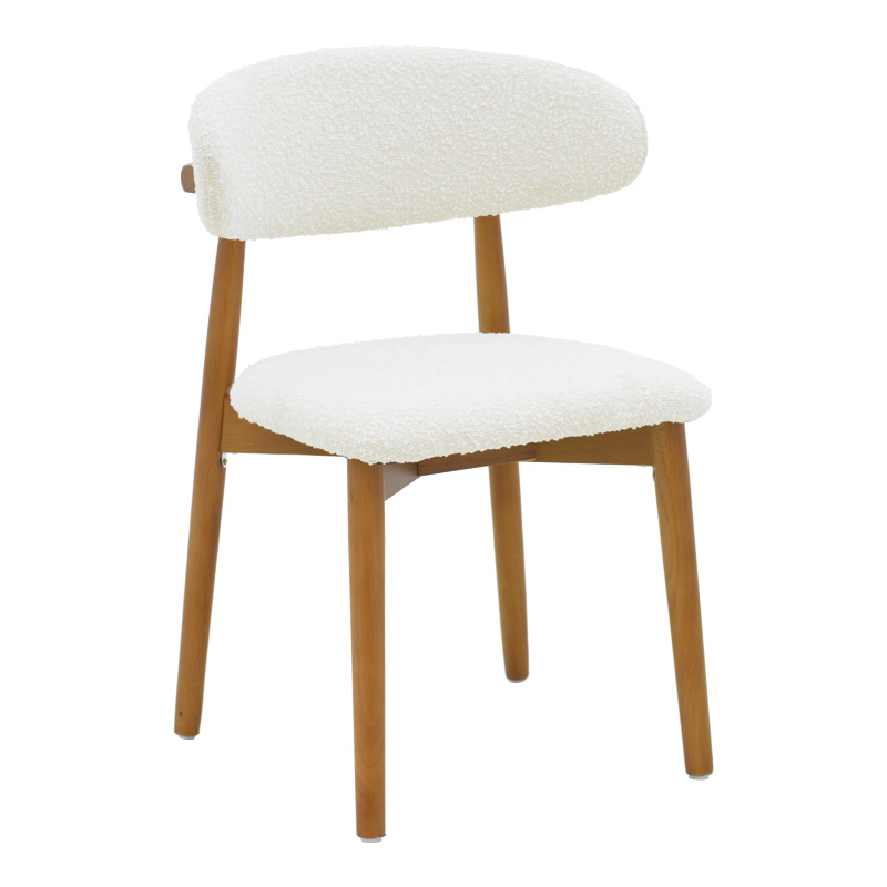 Καρέκλα Ubene pakoworld rubberwood σε καρυδί-μπουκλέ ύφασμα σε λευκή απόχρωση 51x56x79εκ-263-000055 Καρέκλα Ubene pakoworld rubberwood σε καρυδί-μπουκλέ ύφασμα σε λευκή απόχρωση 51x56x79εκ-263-000055