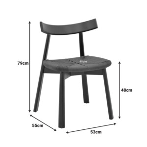 Καρέκλα Clareta pakoworld rubberwood-σχοινί σε μαύρη απόχρωση 53x55x79εκ-263-000058