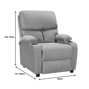 Πολυθρόνα relax με ποτηροθήκη Gartia pakoworld pu σε κρεμ απόχρωση 79x94x102εκ-269-000013