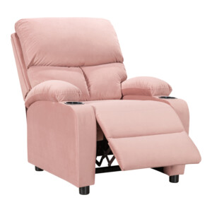 Πολυθρόνα relax με ποτηροθήκη Gartia pakoworld βελούδο σε απόχρωση σάπιο μήλο 79x94x102εκ-269-000015