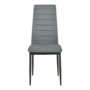Καρέκλα Parker pakoworld βελούδο σε γκρι απόχρωση με μαύρα μεταλλικά πόδια 39.5x48x95εκ-270-000048