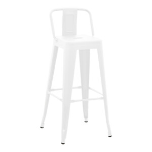 Σκαμπό μπαρ με πλάτη Utopia pakoworld μέταλλο σε λευκή ματ απόχρωση 42x42x97εκ-270-000054
