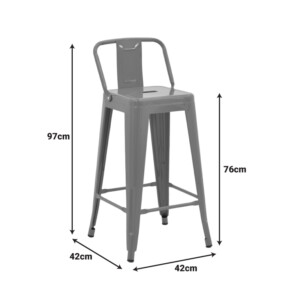 Σκαμπό μπαρ μεσαίου ύψους με πλάτη Utopia pakoworld μέταλλο σε λαδί απόχρωση 42x42x86εκ-270-000058
