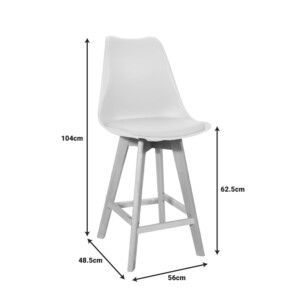 Σκαμπό μπαρ Gaston pakoworld λευκό pp-pu και ξύλινο πόδι σε φυσική απόχρωση 48.5x56x104εκ-271-000018