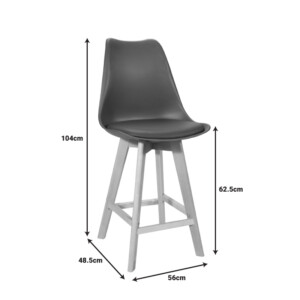 Σκαμπό μπαρ Gaston pakoworld μαύρο pp-pu και ξύλινο πόδι σε φυσική απόχρωση 48.5x56x104εκ-271-000019