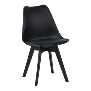 Καρέκλα Gaston I pakoworld PP-PU σε μαύρη απόχρωση 48.5x53.5x81.5εκ-271-000038