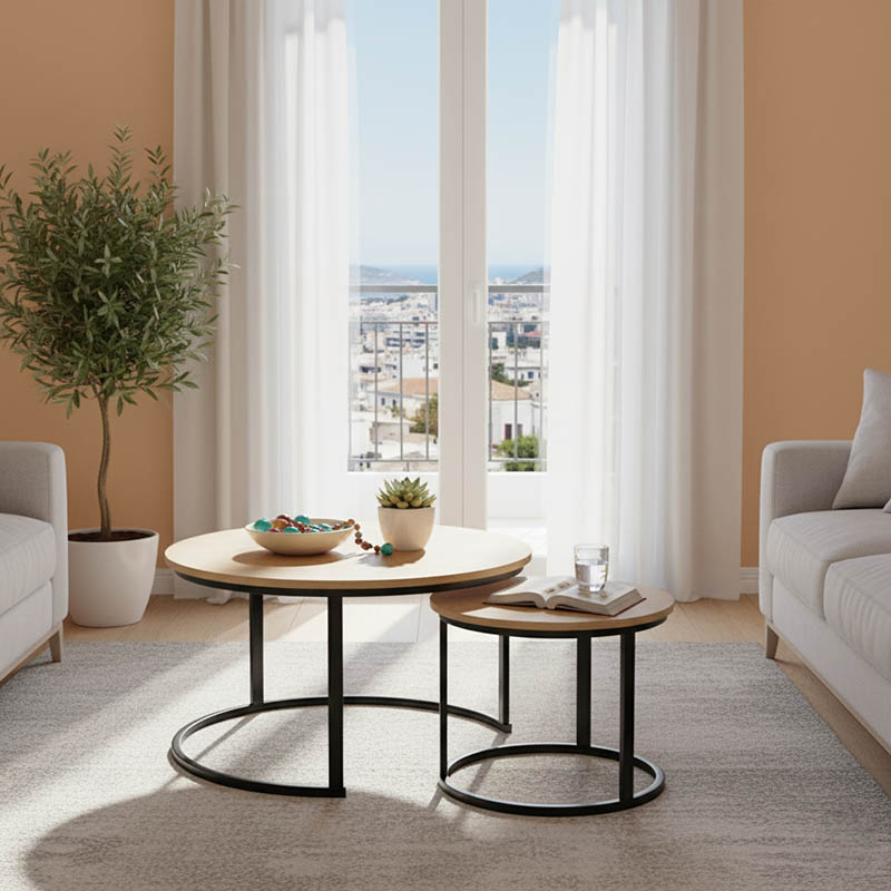 Τραπέζια σαλονιού Solme I pakoworld 2τεμ σε oak απόχρωση με μαύρα μεταλλικά πόδια-271-000046 Τραπέζια σαλονιού Solme I pakoworld 2τεμ σε oak απόχρωση με μαύρα μεταλλικά πόδια-271-000046