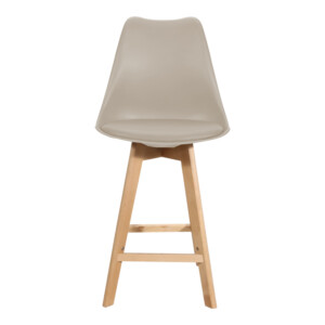 Σκαμπό μπαρ Gaston pakoworld pp-pu σε cappuccino απόχρωση και ξύλινο πόδι  48.5x56x104εκ-271-000048