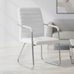 Καρέκλα επισκέπτη Sefine pakoworld λευκό pu-πόδι χρωμίου 53x45x97εκ-274-000014