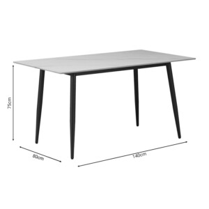 Τραπέζι Gustas pakoworld λευκό μαρμάρου sintered stone-μαύρο μέταλλο 140x80x75εκ-278-000002