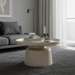 Τραπέζι σαλονιού Ginoze pakoworld μέταλλο σε λευκή απόχρωση Φ70x41εκ-278-000026