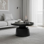 Τραπέζι σαλονιού Ginoze pakoworld μέταλλο σε μαύρη απόχρωση Φ70x41εκ-278-000028