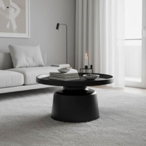 Τραπέζι σαλονιού Ginoze pakoworld μέταλλο σε μαύρη απόχρωση Φ70x41εκ-278-000028