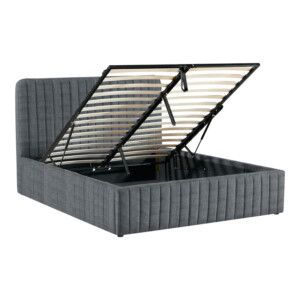 Κρεβάτι διπλό Zilin pakoworld ύφασμα ανθρακί με αποθηκευτικό χώρο 160x200εκ-279-000001