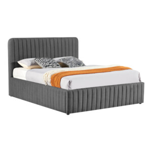 Κρεβάτι διπλό Zilin pakoworld ύφασμα ανθρακί με αποθηκευτικό χώρο 160x200εκ-279-000001