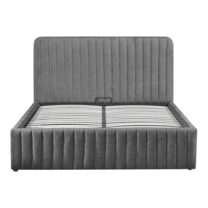 Κρεβάτι διπλό Zilin pakoworld ύφασμα ανθρακί με αποθηκευτικό χώρο 160x200εκ-279-000001