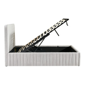 Κρεβάτι διπλό Zilin pakoworld ύφασμα γκρι-μπεζ με αποθηκευτικό χώρο 160x200εκ-279-000002