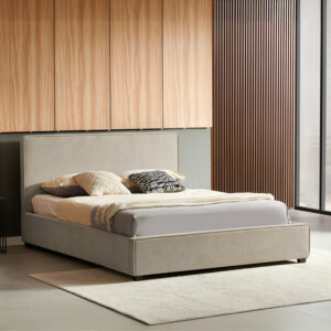 Κρεβάτι διπλό Bedka pakoworld ύφασμα γκρι με αποθηκευτικο χώρο160x200εκ-279-000012