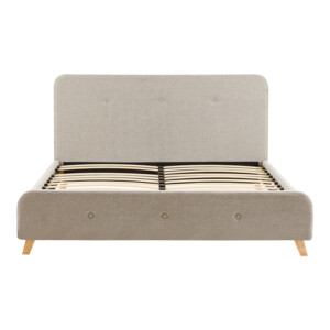 Κρεβάτι διπλό Restel pakoworld ύφασμα γκρι-μπεζ 160x200εκ-279-000013