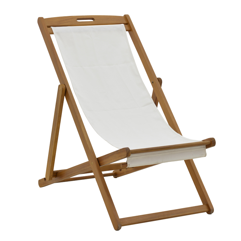 Σεζλόνγκ Franclow pakoworld ξύλο ακακίας φυσικό-πανί pvc λευκό-282-000005