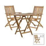 Τραπεζαρία Mobie-Carpuva pakoworld σετ 3τεμ πτυσσόμενο φυσικό μασίφ ξύλο ακακίας Φ70x74εκ-282-000050