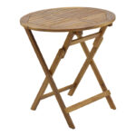 Τραπεζαρία Mobie-Carpuva pakoworld σετ 3τεμ πτυσσόμενο φυσικό μασίφ ξύλο ακακίας Φ70x74εκ-282-000050