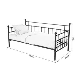 Καναπές-κρεβάτι Havelock pakoworld μαύρο μεταλλικό 90x190-285-000019