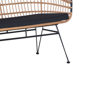 Καναπές 2θέσιος Naoki pakoworld με μαξιλάρι pe φυσικό-μέταλλο μαύρο 120x62x79εκ-286-000012