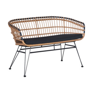 Καναπές 2θέσιος Naoki pakoworld με μαξιλάρι pe φυσικό-μέταλλο μαύρο 120x62x79εκ-286-000012