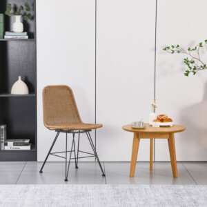 Καρέκλα Pamela pakoworld pe rattan σε φυσική απόχρωση και μαύρα μεταλλικά πόδια 44x58x82εκ-286-000015