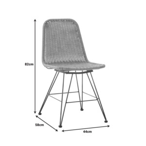 Καρέκλα Pamela pakoworld pe rattan σε φυσική απόχρωση και μαύρα μεταλλικά πόδια 44x58x82εκ-286-000015