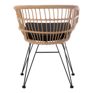 Πολυθρόνα Naoki pakoworld με μαξιλάρι pe rattan σε φυσική απόχρωση και μαύρα μεταλλικά πόδια 63x61x79εκ-286-000016