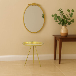 Βοηθητικό τραπέζι Jacksie Inart γκρι-χρυσό μέταλλο Φ41x43.5εκ-287-000015