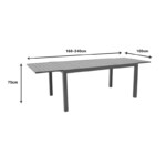 Τραπεζαρία Azelie-Lafla pakoworld σετ 7τεμ ανθρακί ύφασμα-ανθρακί αλουμίνιο 160-240x90x75εκ-288-000009