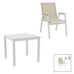 Τραπεζαρία Kliton - Azelie σετ 5τεμ pakoworld αλουμίνιο σε λευκή απόχρωση 80x80x74εκ-288-000014