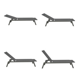 Ξαπλώστρα Boka pakoworld ανθρακί αλουμίνιο και textilene σε μαύρη απόχρωση 60x192x31εκ-288-000020