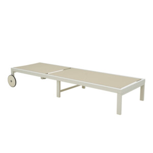 Ξαπλώστρα Mailo pakoworld λευκό αλουμίνιο και textilene σε μπεζ απόχρωση 71x206x30εκ-288-000021