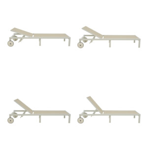 Ξαπλώστρα Mailo pakoworld λευκό αλουμίνιο και textilene σε μπεζ απόχρωση 71x206x30εκ-288-000021