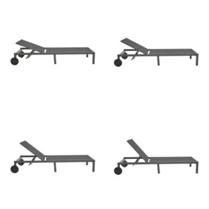 Ξαπλώστρα Mailo pakoworld ανθρακί αλουμίνιο και textilene σε μαύρη απόχρωση 71x206x30εκ-288-000022