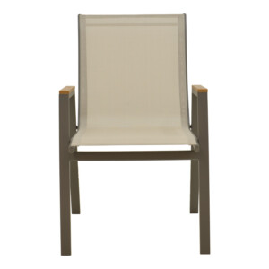 Πολυθρόνα Azelie pakoworld στοιβαζόμενη σαμπανιζέ αλουμίνιο και textilene σε ανοιχτή γκρι απόχρωση 56x75x88εκ-288-000026