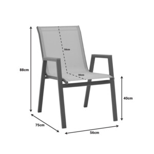 Πολυθρόνα Azelie pakoworld στοιβαζόμενη σαμπανιζέ αλουμίνιο και textilene σε ανοιχτή γκρι απόχρωση 56x75x88εκ-288-000026