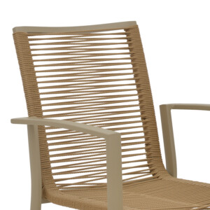 Πολυθρόνα Jonian pakoworld στοιβαζόμενη σαμπανιζέ αλουμίνιο-textilene σε φυσική απόχρωση 57x63x83εκ-289-000016