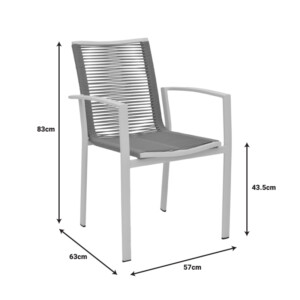 Πολυθρόνα Jonian pakoworld στοιβαζόμενη σαμπανιζέ αλουμίνιο-textilene σε φυσική απόχρωση 57x63x83εκ-289-000016