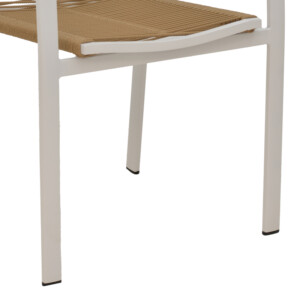 Πολυθρόνα Jonian pakoworld στοιβαζόμενη λευκό αλουμίνιο-textilene σε φυσική απόχρωση 57x63x83εκ-289-000017