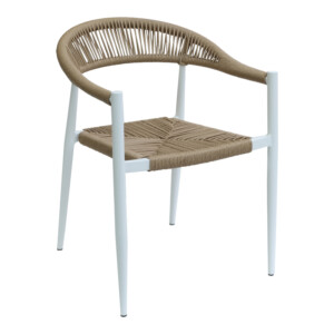 Πολυθρόνα Fagen pakoworld στοιβαζόμενη λευκό αλουμίνιο-φυσικό textilene 56x60x78εκ-289-000019