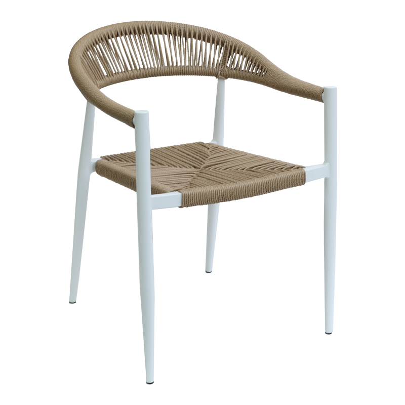 Πολυθρόνα Fagen pakoworld στοιβαζόμενη λευκό αλουμίνιο-φυσικό textilene 56x60x78εκ-289-000019