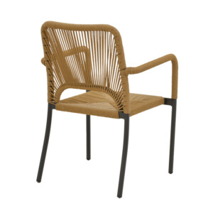 Πολυθρόνα αλουμινίου Norture pakoworld στοιβαζόμενη ανθρακί σκελετός-φυσικό rattan 57x61x85εκ-291-000001